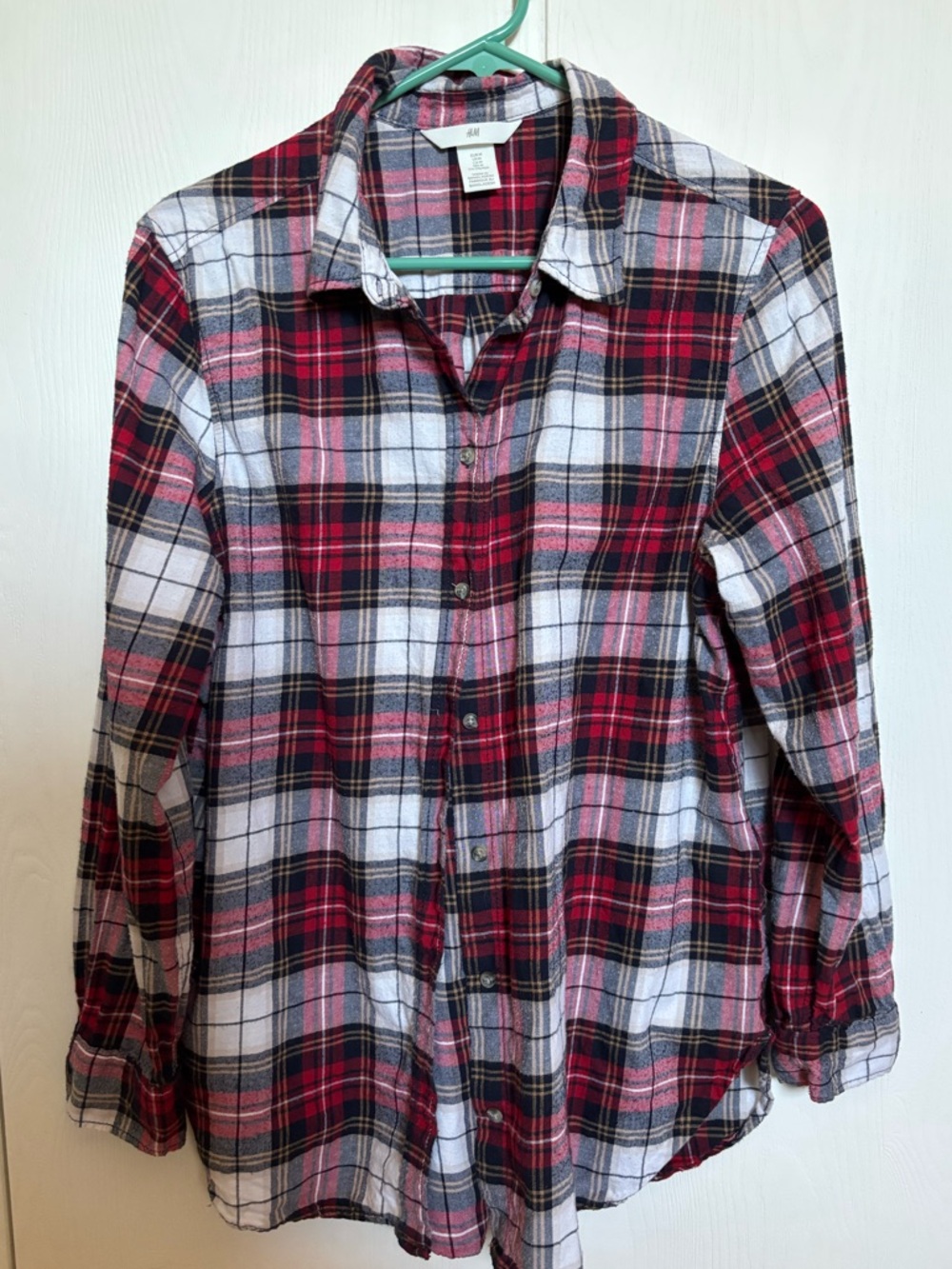 H&M Red & White Plaid Button-Up Shirt